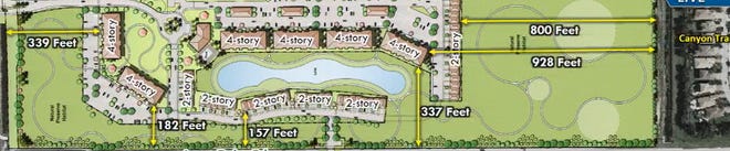 Developer of the Logan Ranch apartment complex moved buildings farther away from Canyon Trails to gain community support. County commissioners approved the project Thursday. The site is at the southeast corner of Acme Dairy Road and Boynton Beach Boulevard.