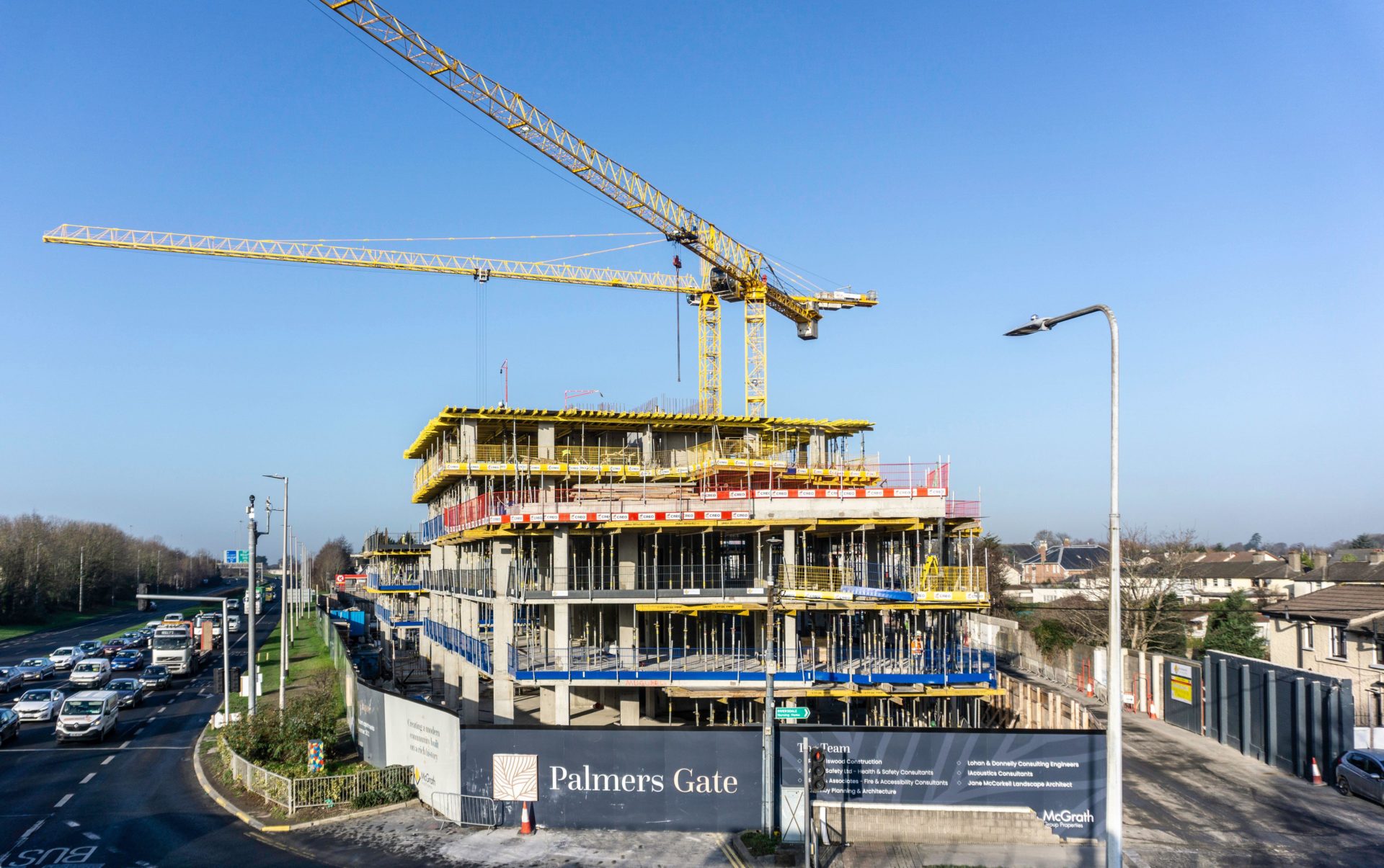 An apartment building under construction in Palmerstown, Dublin, Ireland.